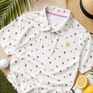 Arnold Palmer x Puma Golf Polo Shirt XL White Cocktail Print Performance